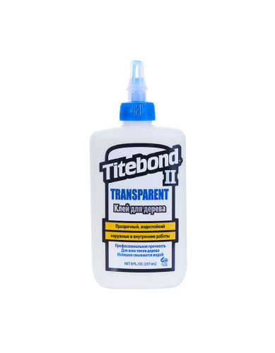 Titebond Transparent Wood Glue / Тайтбонд Транспарэнт Вуд Глу - Прозрачный влагостойкий столярный клей для дерева 